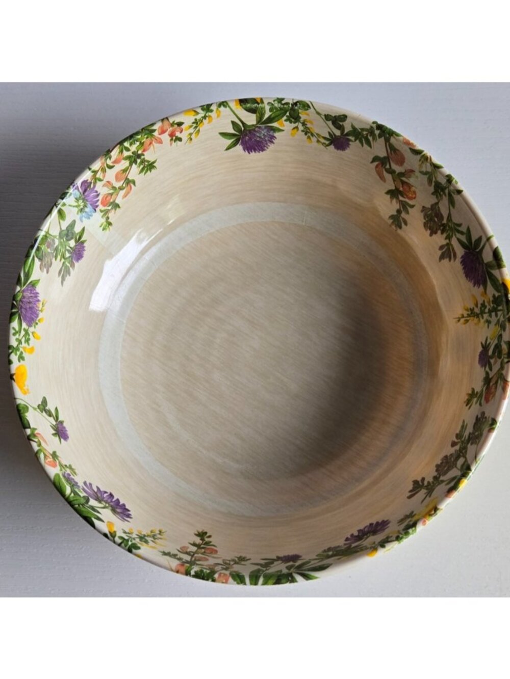 SET OF 4 "THE PRAIRIE" BY RACHEL ASHWELL FLORAL MELAMINE BOWLS YELLOW/CREAM 8in - Picture 4 of 6
